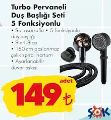 TURBO PERVANELİ DUŞ BAŞLIĞI SETİ 5 FONKSİYONLU